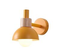 CXYWBD Nordic Metal Wooden Colorful Dome Shade Lamp Wall Mounted Lighting Fixture for Bedroom Bedside Reading Kid's Room Cafe Restaurant Bathroom Vanity Mirror (Color : Yellow) Lofty
