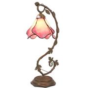 CXYWBD Pink Glass Table Metal Leaf Desktop Reading Lamp, Decorating Small Space Bedroom Bedside Home Office Suitable for bedrooms, Living Rooms, Offices, Book