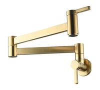 CXYWBD Pot Filler Faucet Brass Single Cold Water Kitchen Faucet Commercial Kitchen Sink Taps Folding Stretchable Double Joint Swing Arms Single Hole Two Handles Wall Mount,Brushed Go Econ Thriving