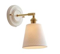 CXYWBD Vintage Ceramic Gooseneck Brass Lamp White Ribbed Glass for Living Kid's Room Bedroom Bedside Wall Light T-155(11cm*15cm)