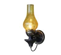 CXYWBD Vintage Industrial Lamp Retro Kerosene Lantern Antique Wrought Iron Glass for Restaurant Bar Cafe Barn Corridor Wall Light T-155(Yellow)