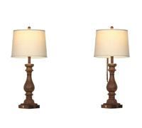 CXYWBD Vintage Tall Table Lamp with Charging Port and AC Outlet, Dimmable Touch Control, Bedroom Room, Brown 2 Pack Suitable for bedrooms, Living Rooms, Offices, Book