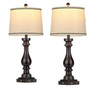 CXYWBD Vintage Tall Table Lamp with Charging Port and AC Outlet, Dimmable Touch Control, Bedroom Room, Black 2 Pack Suitable for bedrooms, Living Rooms, Offices, Book