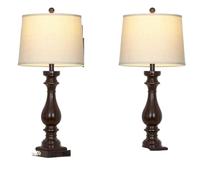 CXYWBD Vintage Tall Table Lamp with Charging Port and AC Outlet, Dimmable Touch Control, Bedroom Room, Dark Brown 2 Pack Suitable for bedrooms, Living Rooms, Offices, Book