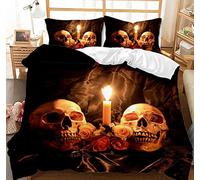 CXYXHW Bedding Duvet Cover Set 3D Skeleton Skull, 3 Pieces Gothic Quilt Cover Soft Microfiber Bedroom Duvet Set Bedding Set with 2 Pillowcase,for Teens and Adults (Double)