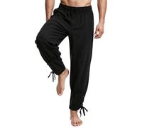 CXYXHW Mens Medieval Pants,Viking Pirate Trousers,Renaissance Ankle-Tie Pants for Cosplay LARP