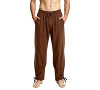 CXYXHW Mens Medieval Pants,Viking Pirate Trousers,Renaissance Ankle-Tie Pants for Cosplay LARP