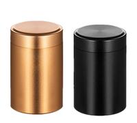 CXYYFIA 2 Pcs Mini Smell Proof Container, 60ml Portable Metal Smell Proof Box, Coffee Container Airtight Storage Containers for Tea Leaves Ground Coffee Sugar, Black+Gold