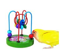CXYYXF Bird Tabletop Training Toy, Bird Interactive Puzzle Toys with Colorful Beads, Parrot Perch with Colored Wooden Base for Lovebird Budgie Cockatiel Conure (Green)