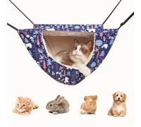 CXYYXF Cat Cage Hammock,Suitable for Indoor Cats Kitten Ferret Hamster Rabbit or Small Animals, 2 Level Comfortable Hammock Bed for Spring/Summer/Winter (Navy)