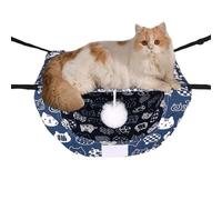 CXYYXF Cat Cage Hammock with Ball,Double Layer Hanging Adjustable Soft Pet Bed Suit for Kitten Ferret Puppy Rabbit or Small Pets, 2 Level Indoor Pet Bad for All Season (Blue,Medium)