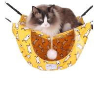 CXYYXF Cat Cage Hammock with Ball,Double Layer Hanging Adjustable Soft Pet Bed Suit for Kitten Ferret Puppy Rabbit or Small Pets, 2 Level Indoor Pet Bad for All Season (Yellow,Medium)