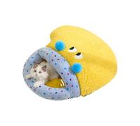 CXYYXF Cat Sleeping Bag, Cat Winter Sleeping Bag for Indoor Cats, Self Warming Bed Cave, Semienclosed Soft Plush Large Cats Sack Covered Bed with Cave for Kitten Puppy (Yellow,Medium)