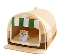 CXYYXF Dog House Bed, Foldable Dog House Bed Cave for Small Medium Large Dog, Cozy Comfy Cave Portable House for Dogs,Pet House Bed for Cats, Anti-Slip Bottom, with Removable Cushion (Brown,Small)