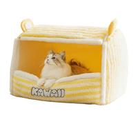 CXYYXF Dog House Indoor Memory Sponge, Foldable Dog House Kennel Bed Mat with Cushion for Small Medium Large Dogs Cats, Winter Warm Cat Nest Puppy Cave Sofa Pet Products (Yellow,Small)