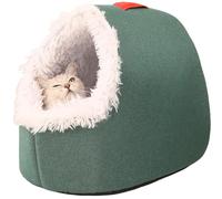 CXYYXF Self-Warming Cat Cave House Nest Pet Sleeping Bed Winter Thickened Warm Semi-Closed Portable Puppy Dog Cat Sleeping Nest Pet Supplies (Green,Large)