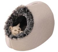 CXYYXF Self-Warming Cat Cave House Nest Pet Sleeping Bed Winter Thickened Warm Semi-Closed Portable Puppy Dog Cat Sleeping Nest Pet Supplies (Grey,Large)