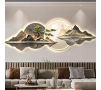 CXYZM 3D Wall Hanging Art with LED Light - Modern Chinese Landscape Decor with Warm Lights, Wall Decorative for Living Room, Bedroom and Office