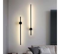 CXYZM Wall Lights 2 pieces, LED Long Strip Wall Lights, Modern Dimmable Wireless LED Wall Lamps 60CM-120CM 360° Rotation - Bedroom Wall Fixture Indoor Lights, Black,100CM
