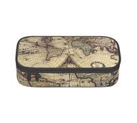 Cxzmnba Ancient Map World Globe Pencil Case for Boys and Girls, Back-to-School Essential, Student Supplies, Pencil Bag