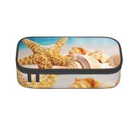 Cxzmnba Beach Starfish Shells Pencil Case for Boys and Girls, Back-to-School Essential, Student Supplies, Pencil Bag