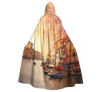 Cxzmnba Beautiful Venice Canal View Unisex Cosplay Costume Halloween Hooded Cape Cloak for Party Dress Up Full-Length Uniform Robe