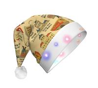 Cxzmnba Berlin See Travel Guide LED Christmas Hat, Unisex Light Up Santa Cap for Adults, Holiday & Party & New Year Gift