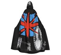 Cxzmnba British Flag With London Land Unisex Cosplay Costume Halloween Hooded Cape Cloak for Party Dress Up Full-Length Uniform Robe