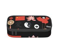 Cxzmnba Chinese Culture Symbols Pencil Case for Boys and Girls, Back-to-School Essential, Student Supplies, Pencil Bag