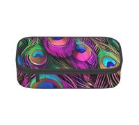 Cxzmnba Colorful Peacock Feather Print Pencil Case for Boys and Girls, Back-to-School Essential, Student Supplies, Pencil Bag