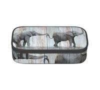Cxzmnba Elephant Art on Wood Pencil Case for Boys and Girls, Back-to-School Essential, Student Supplies, Pencil Bag