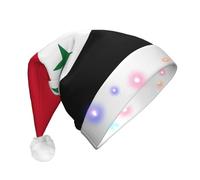Cxzmnba Flag of the Syrian Arab Republic LED Christmas Hat, Unisex Light Up Santa Cap for Adults, Holiday & Party & New Year Gift