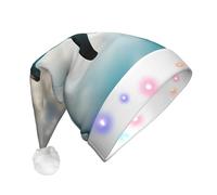 Cxzmnba Funny Dolphin Looking at You LED Christmas Hat, Unisex Light Up Santa Cap for Adults, Holiday & Party & New Year Gift