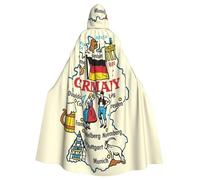 Cxzmnba Germany Map With Cultural Sym Unisex Cosplay Costume Halloween Hooded Cape Cloak for Party Dress Up Full-Length Uniform Robe