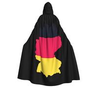 Cxzmnba Germany Map With Flag Colors Unisex Cosplay Costume Halloween Hooded Cape Cloak for Party Dress Up Full-Length Uniform Robe
