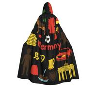 Cxzmnba Germany Symbols And Cultural Unisex Cosplay Costume Halloween Hooded Cape Cloak for Party Dress Up Full-Length Uniform Robe