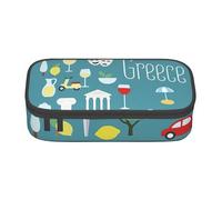 Cxzmnba Greek Culture Symbols Pencil Case for Boys and Girls, Back-to-School Essential, Student Supplies, Pencil Bag