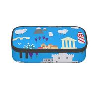 Cxzmnba Greek Themed Illustrative Pencil Case for Boys and Girls, Back-to-School Essential, Student Supplies, Pencil Bag