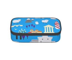 Cxzmnba Greek Themed Illustrative Pencil Case for Boys and Girls, Back-to-School Essential, Student Supplies, Pencil Bag