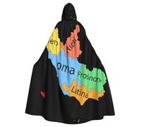 Cxzmnba Italy Map Colored Region Unisex Cosplay Costume Halloween Hooded Cape Cloak for Party Dress Up Full-Length Uniform Robe