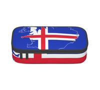 Cxzmnba Map of Iceland Flag Pencil Case for Boys and Girls, Back-to-School Essential, Student Supplies, Pencil Bag