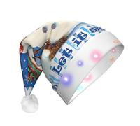 Cxzmnba Merry Christmas Snowman LED Christmas Hat, Unisex Light Up Santa Cap for Adults, Holiday & Party & New Year Gift