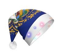 Cxzmnba New Hampshire state flag LED Christmas Hat, Unisex Light Up Santa Cap for Adults, Holiday & Party & New Year Gift