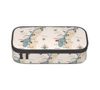 Cxzmnba Norway Map with Various Icons Pencil Case for Boys and Girls, Back-to-School Essential, Student Supplies, Pencil Bag