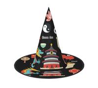 Cxzmnba Pack of 2, Chinese Culture Symbols Party Hat, Halloween Hat, Festival Essentials, Fancy Dress & Cosplay, One Size