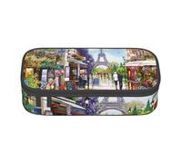 Cxzmnba Paris Street Scene Eiffel Tower Pencil Case for Boys and Girls, Back-to-School Essential, Student Supplies, Pencil Bag