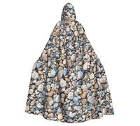 Cxzmnba Pebble Stone Pattern Unisex Cosplay Costume Halloween Hooded Cape Cloak for Party Dress Up Full-Length Uniform Robe