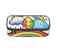 Cxzmnba Rainbow Clouds Raindrop 1 Pencil Case for Boys and Girls, Back-to-School Essential, Student Supplies, Pencil Bag