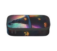 Cxzmnba Rainbow Halloween Ghost Witch Hat Spiders 1 Pencil Case for Boys and Girls, Back-to-School Essential, Student Supplies, Pencil Bag