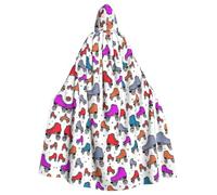 Cxzmnba Retro Roller Skates Colorful Unisex Cosplay Costume Halloween Hooded Cape Cloak for Party Dress Up Full-Length Uniform Robe